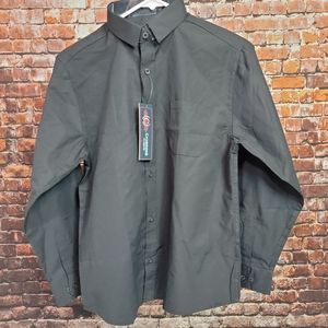 Cambridge Classic Youth Mens Lrg Long Sleeves Button Down Shirt  Solid Black WB